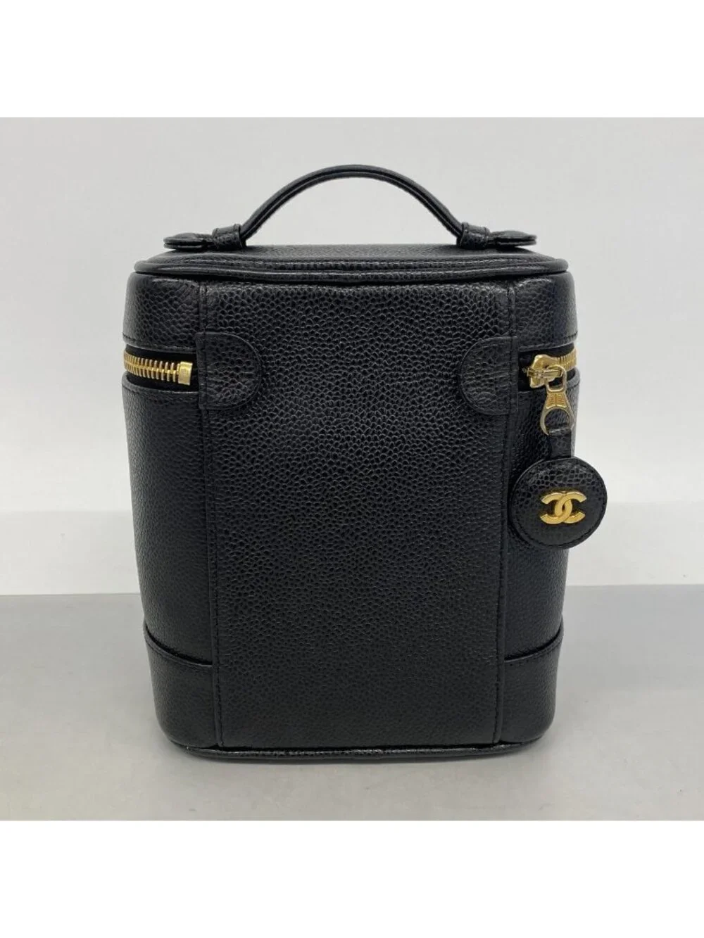 Chanel Vanity Bag Caviar Leather Black Gold